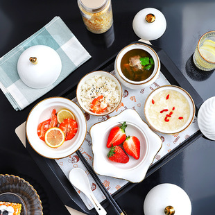 陶瓷月子餐餐具套装 餐盘炖盅产妇医院卫生月子中心会所餐具印LOGO