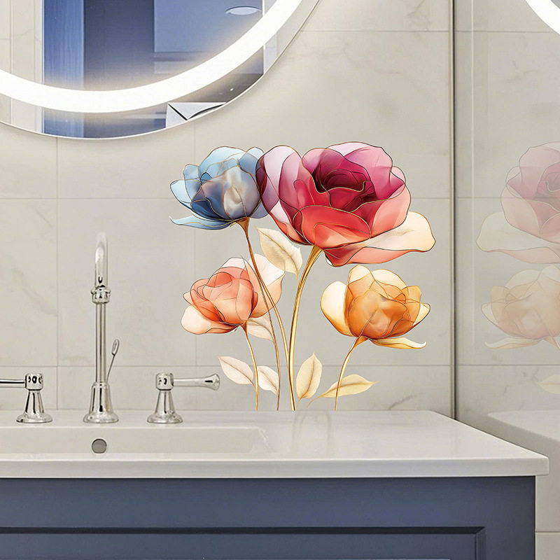梦幻花卉墙贴洗手间浴室柜瓷砖墙上装饰餐厅冰箱布置贴纸自粘贴,家居饰品,软装墙贴,淘宝优惠券,粉丝福利购,淘宝优惠卷