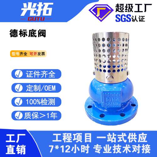 DI德标底阀 球墨铸铁 带过滤网底阀 法兰过滤底阀 单法兰止回阀