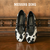 MD女鞋 女芭蕾舞鞋 ·斑序·复古豹纹玛丽珍女一字带平底鞋 浅口单鞋