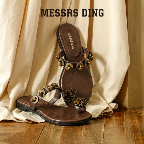 MESSRSDING绝美夹趾凉拖鞋平底女