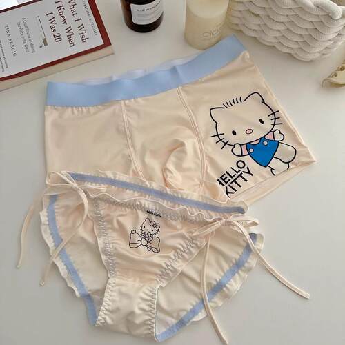 卡通动漫hellokitty情侣内裤一男一女系带性感纯欲情调纯棉档套装