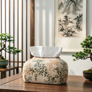 陶瓷纸巾盒中古风式田园风繁花客厅抽纸盒复古纸抽盒创意摆件精美
