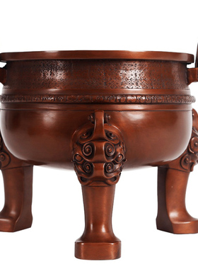 铜欣祥 紫铜楚大鼎摆件铜鼎工艺品办公室装饰品纯铜鼎仿古摆设