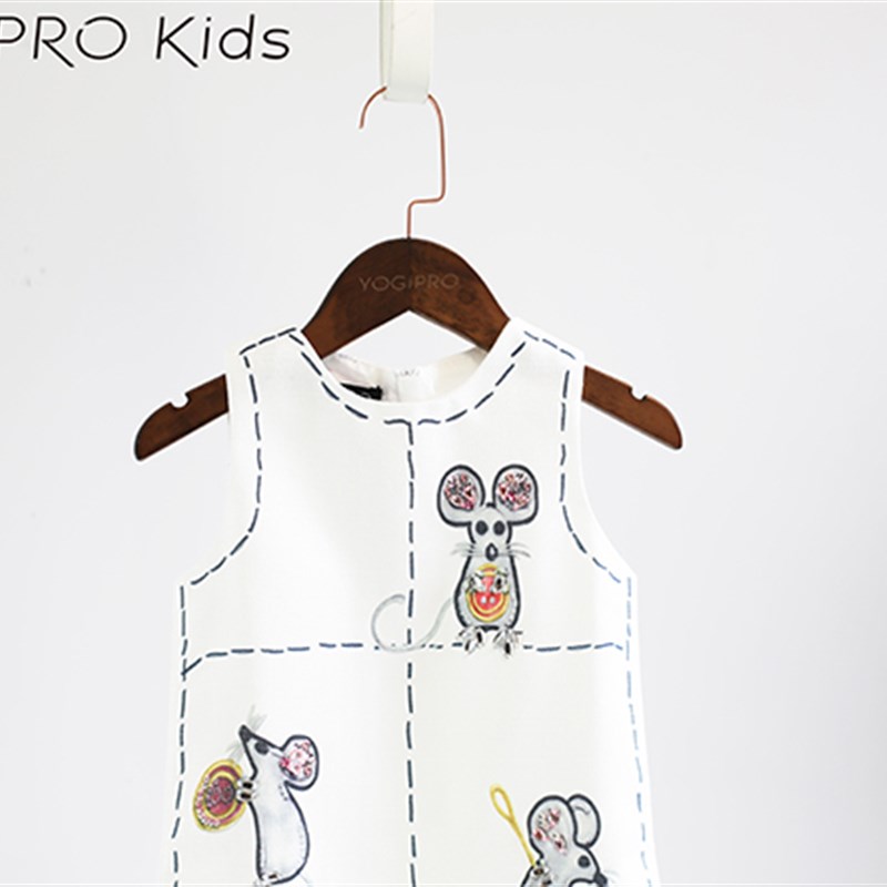 夏季新品童装中大童欧美女童a字裙连衣裙无袖订珠老鼠公主背心裙