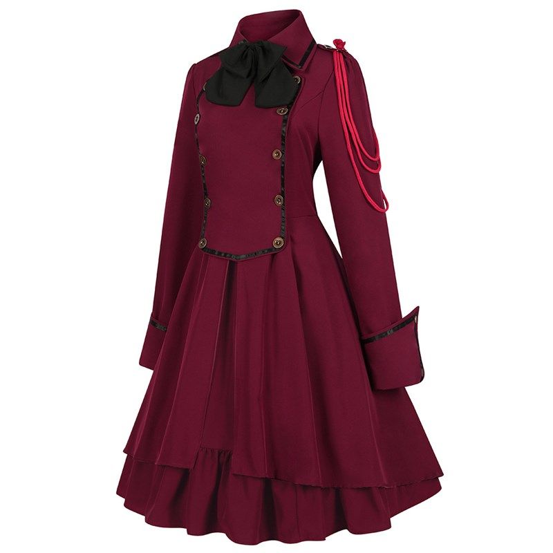 英伦风宫廷蝴蝶结礼服双排扣连衣裙女复古荷叶边COS公主裙演出服,女装/女士精品,连衣裙,淘宝优惠券,粉丝福利购,淘宝优惠卷