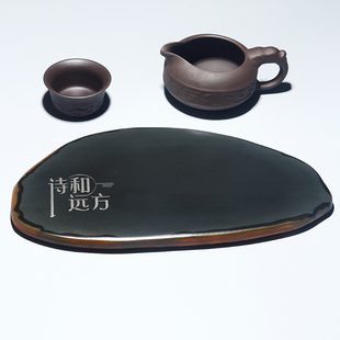歙砚茶盘中国风原石头干泡台家用精品小茶台壶承杯托茶海茶垫 热卖
