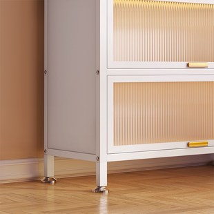 钢制书柜书架家用储物柜落地防尘多层铁艺置物架客厅翻门收纳柜