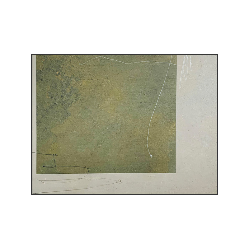 日式高级感极简壁画客厅办公室挂画诧寂赤贫风绿色色块抽象装饰画图片