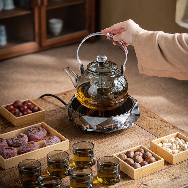 围炉煮茶水晶电陶炉电炉煮茶炉家用办公玻璃壶茶具套装功夫泡茶壶