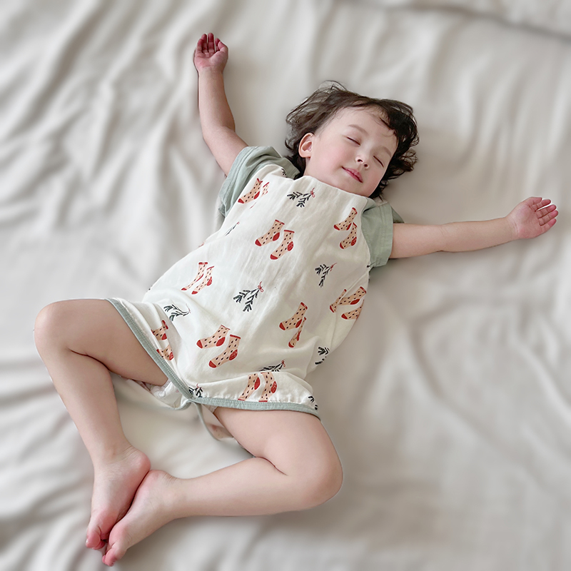 亲子睡衣!薄款竹棉纱布家居服 宝宝夏季睡袋 柔软透气可哺乳睡裙