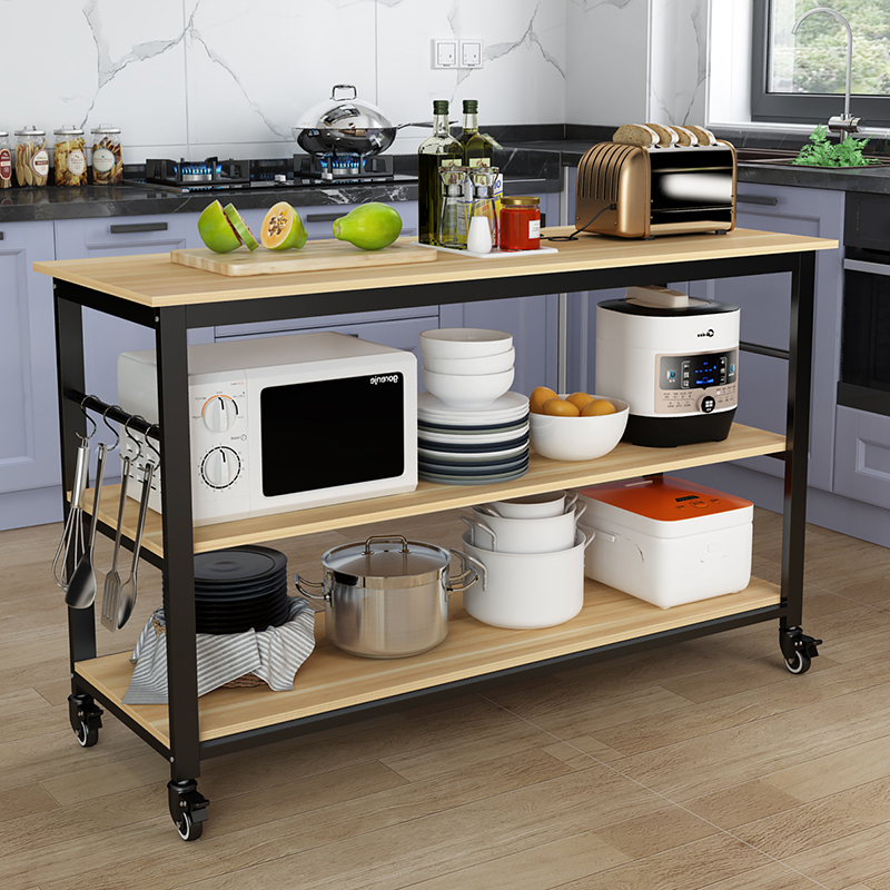 厨房置物架落地式切菜桌烤箱微波炉多层置物架可移动家用收纳柜子