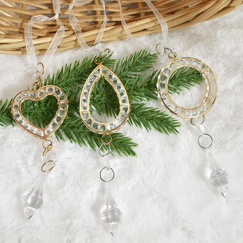 圣诞装饰用品金属镂空亚克力水晶吊饰挂件圣诞树场景布置创意挂饰