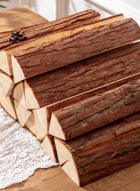 木材摆件壁炉装饰木头民宿木柴原木风乔迁柴火客厅复古柜橱窗进门