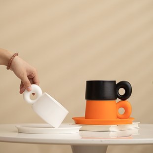简约咖啡杯碟套装 达令 陶瓷马克杯家用茶咖杯奢华下午茶杯子定制