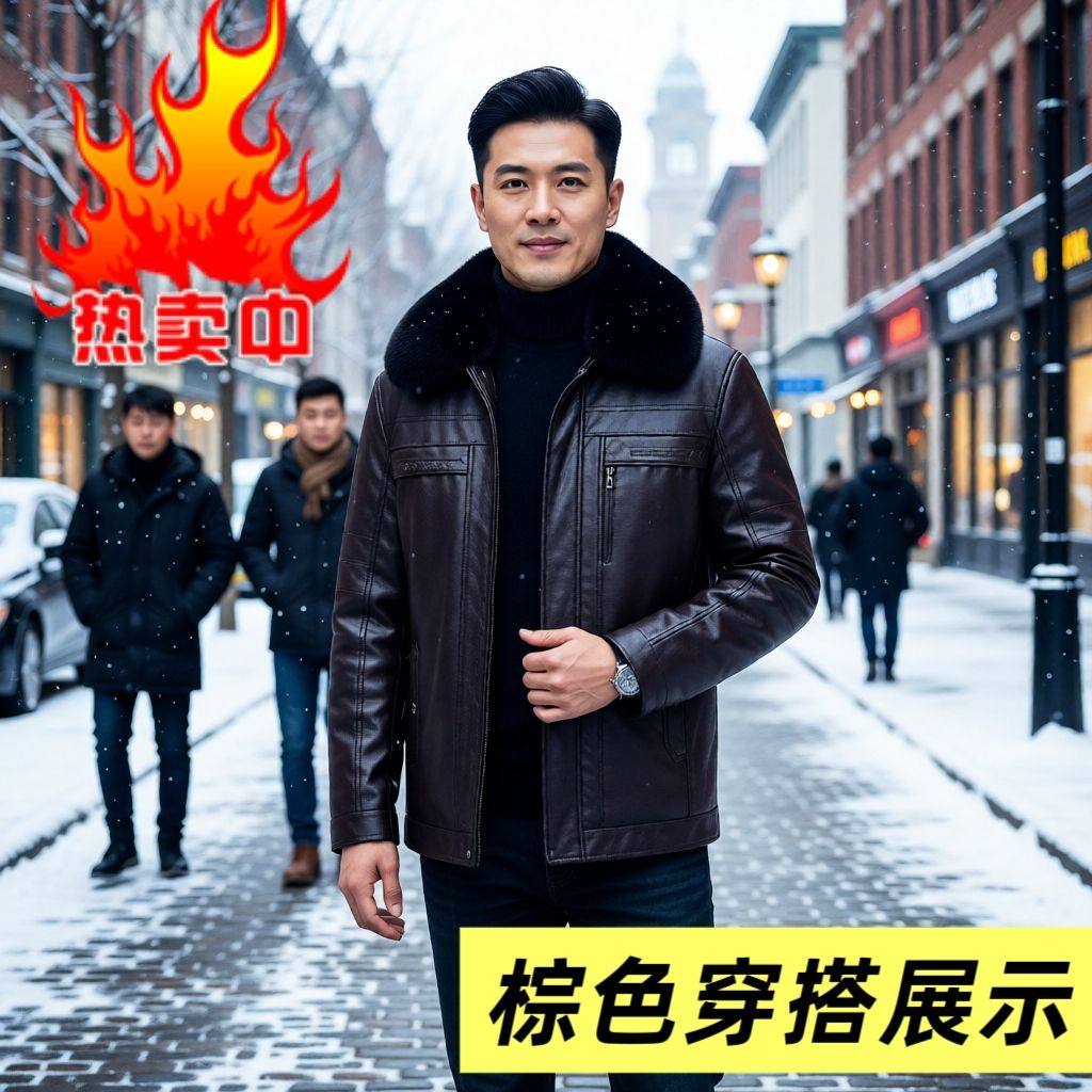 爸爸冬装皮衣外套男2026新款加大码中老年人男士爷爷皮夹克