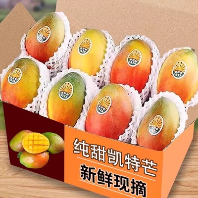 四川攀枝花9斤凯特芒果新鲜应季水果芒果整箱包邮特大青忙果当季