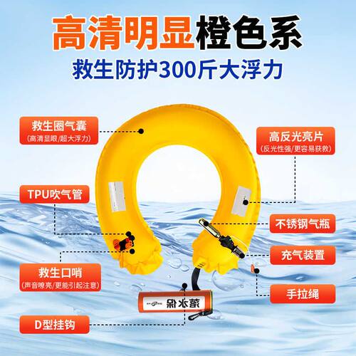 落水保自动充气自救落水宝车载应急救生圈应急包汽车落水救命神器