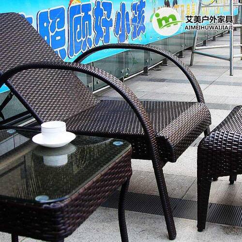 户外躺椅别墅庭院游泳池沙滩椅室外露天露台温泉水疗会所藤编躺床