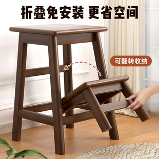 实木折叠梯凳家用梯子两用吧台凳登高取物置物爬高多功能台阶凳子