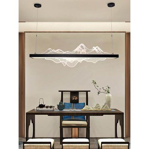 茶室吊灯 侘寂禅意新中式冰山形长条前台吧台餐桌茶台书房餐厅灯