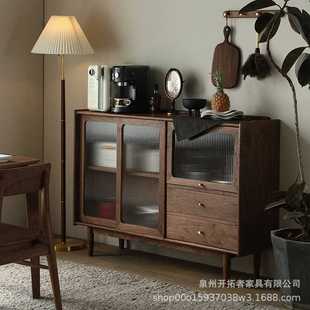 实木餐边柜客厅家用茶水柜多功能靠墙置物斗橱餐厅餐具收纳柜 日式
