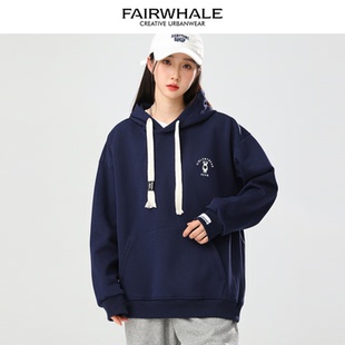 上衣 长袖 马克华菲红色连帽卫衣女2025新款 春秋宽松休闲百搭情侣装
