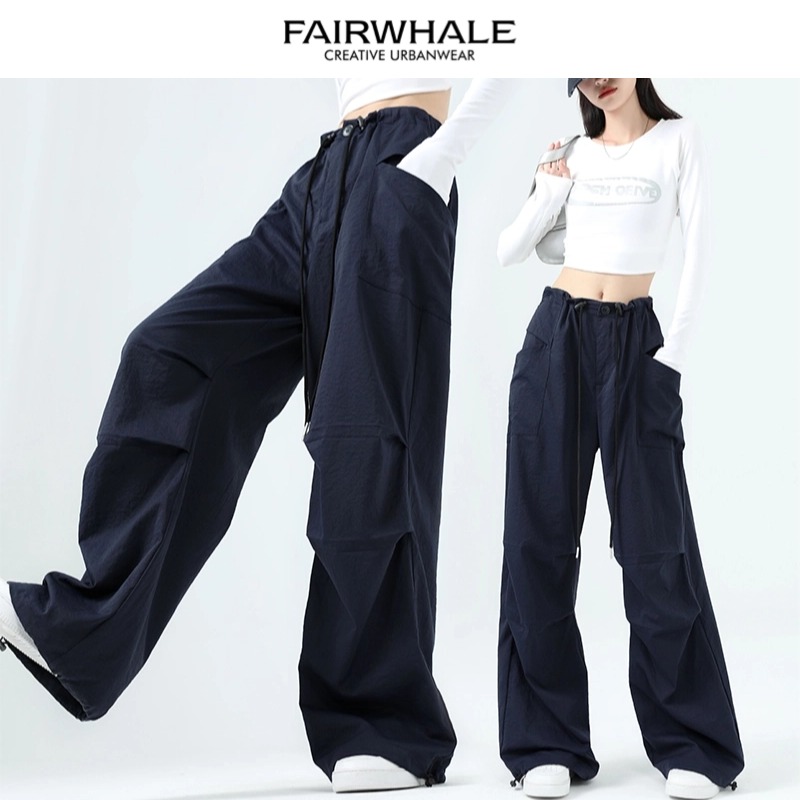 马克华菲工装裤女春夏季2025新款美式宽松垂感速干直筒休闲阔腿裤