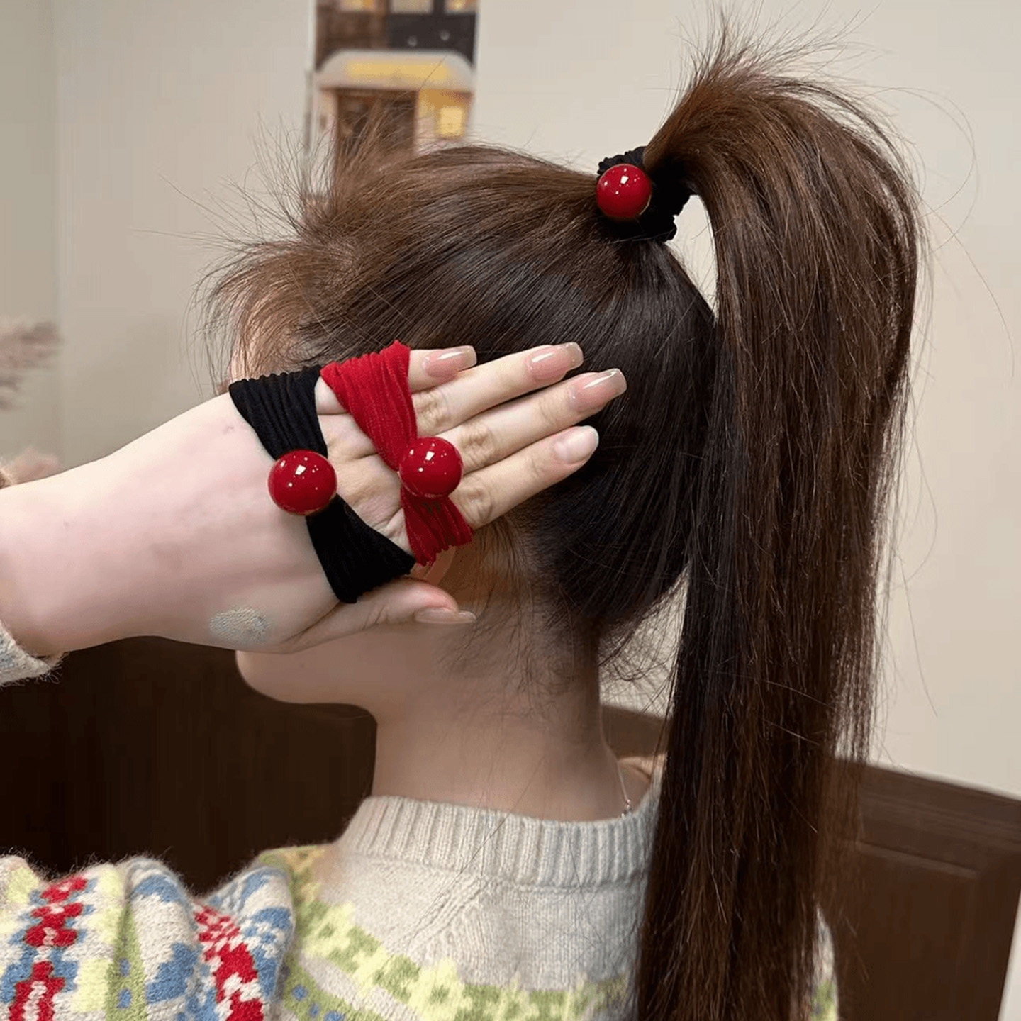安可拉红面膜发圈女2025新款气质新年头绳韩版高弹力马尾发绳发饰,饰品/流行首饰/时尚饰品新,发饰,淘宝优惠券,粉丝福利购,淘宝优惠卷