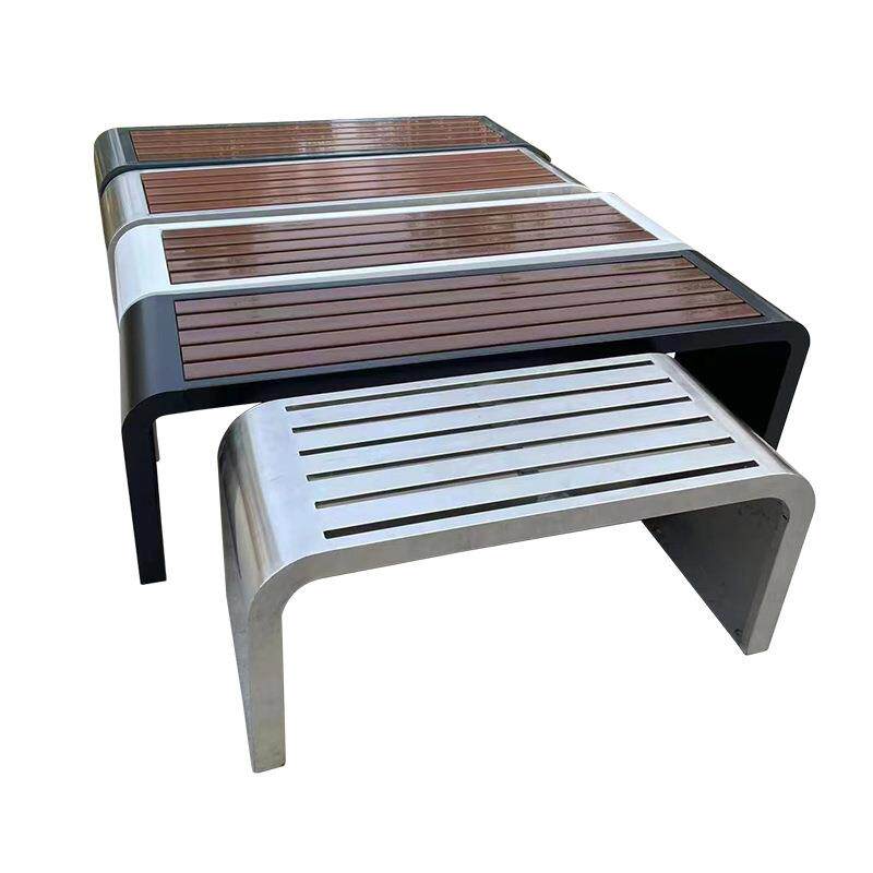 塑木椅庭院广场可移动排椅长公园椅户外长椅不锈钢公园椅长条凳