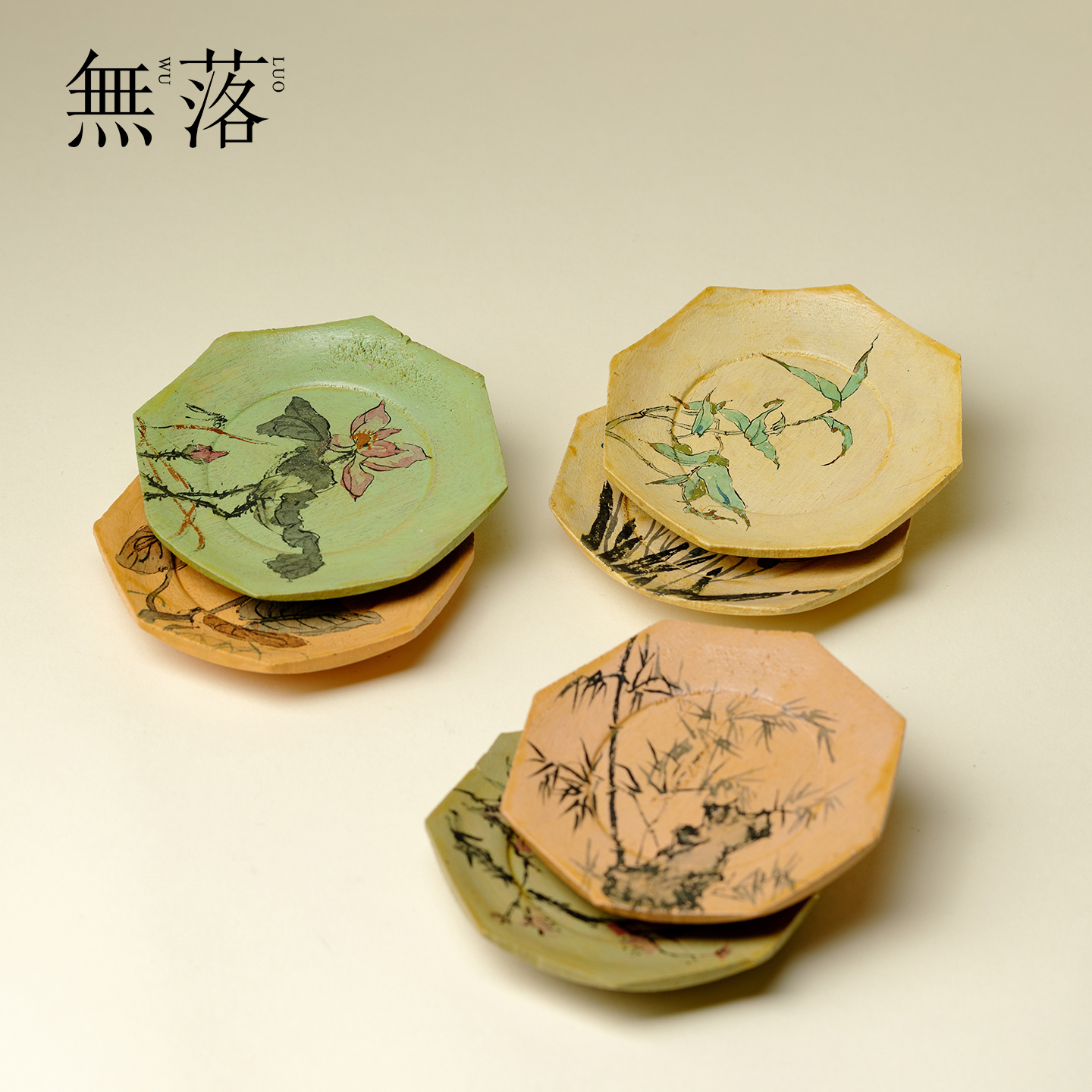 山几由 大漆莳绘杯垫景德镇陶瓷茶杯托创意手绘防烫隔热茶道配件