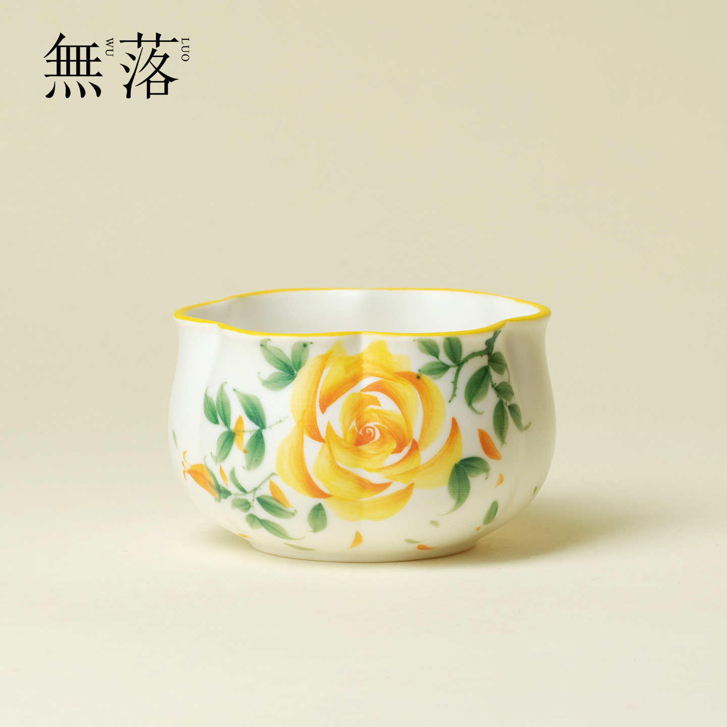 无落手绘金蕊玫瑰花朵主人杯陶瓷功夫茶具茶杯高颜值纯手工品茗杯,餐饮具,茶杯,淘宝优惠券,粉丝福利购,淘宝优惠卷