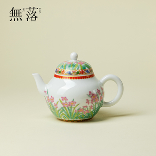 无落春枝水仙手绘小梨壶陶瓷手工茶具泡茶壶家用高端小清新手持壶