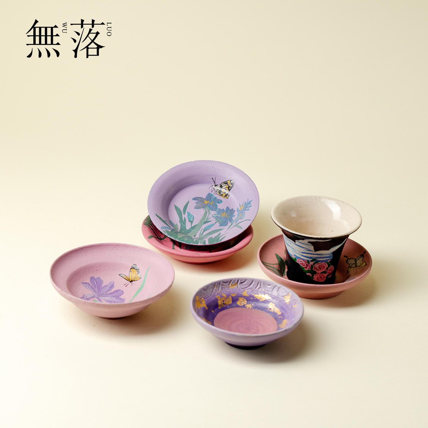 山几由大漆莳绘陶瓷杯垫纯手工景德镇小众创意绘画防烫隔热茶杯垫