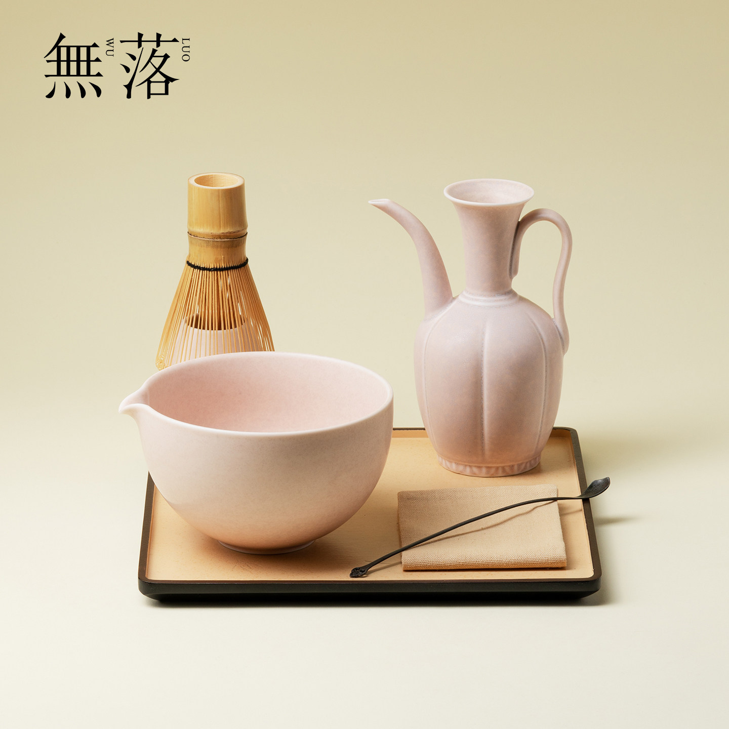 无落 宋代点茶抹茶碗打抹茶工具抹茶刷茶盘整套打抹茶搅拌器套装