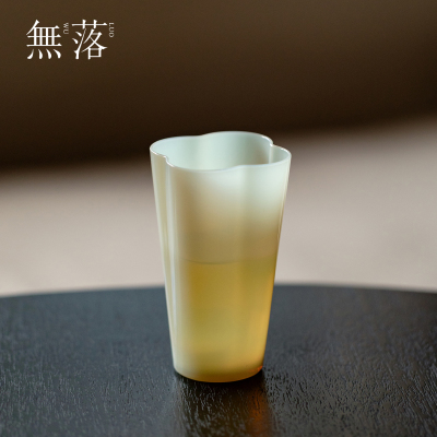 无落高档冰玉海棠耐热玻璃茶杯个人主人杯功夫茶具喝茶专用品茗杯