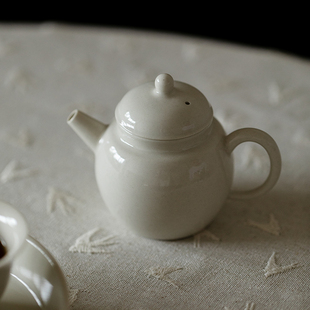 手工复古单壶带盖家用陶瓷泡茶壶功夫茶具小茶壶 草木灰茶壶中式