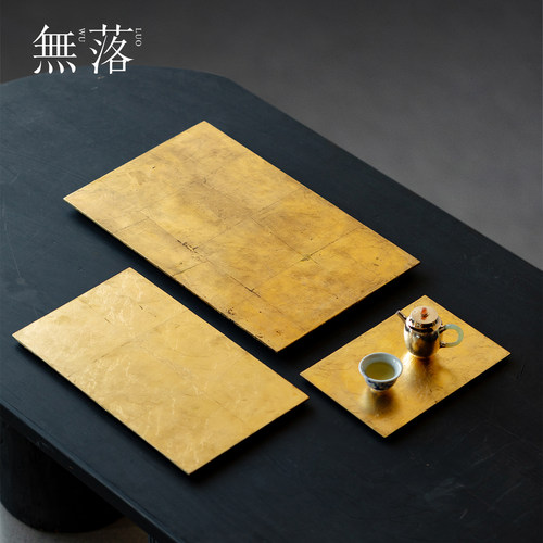 无落 大漆金箔茶盘防烫干泡盘现代简约纯手工家用小茶台茶道配件