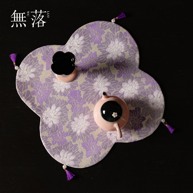 无落织锦缎紫嫣海棠如意茶席高颜值创意手工一个干泡席茶具隔热垫