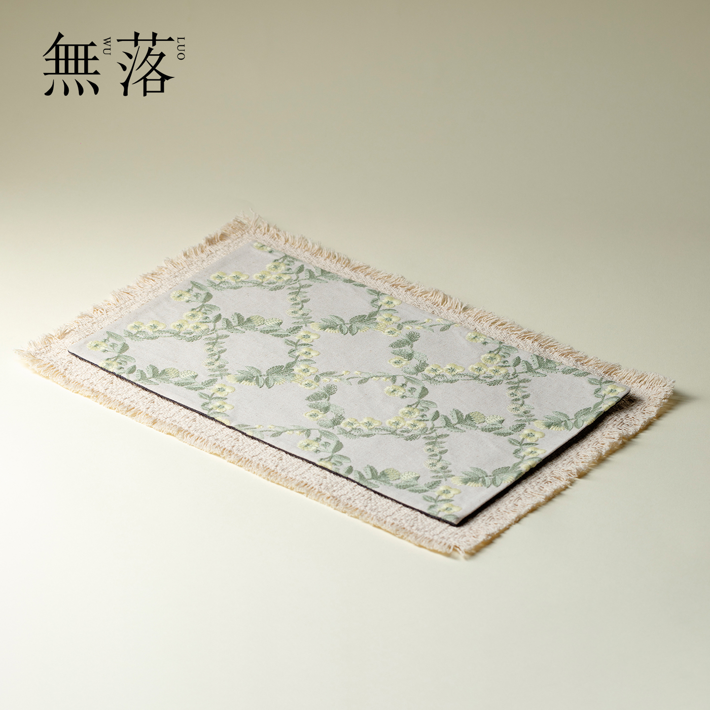 无落 棉麻刺子绣干泡茶席日式手工防水茶艺垫子隔热防烫茶几桌布