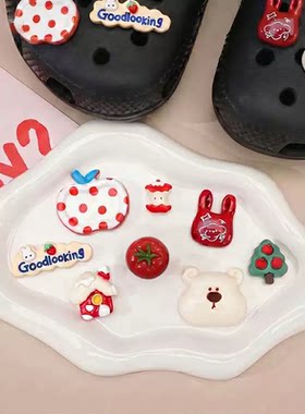 【适配Crocs】苹果熊鞋花9颗