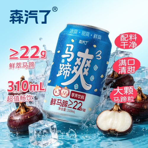 森汽了马蹄爽荸荠真果肉植物饮0脂甘蔗汁夏日烧烤马蹄水饮品310ml