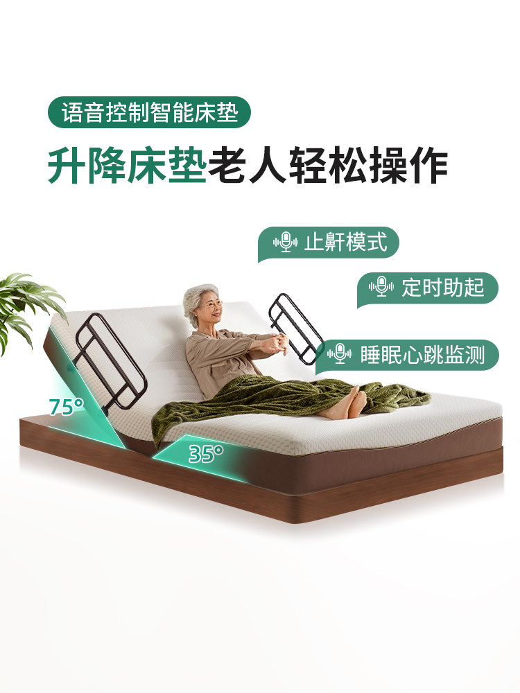 青晚老人护理电动床家用多功能升降智能床实木适老人床按摩床垫