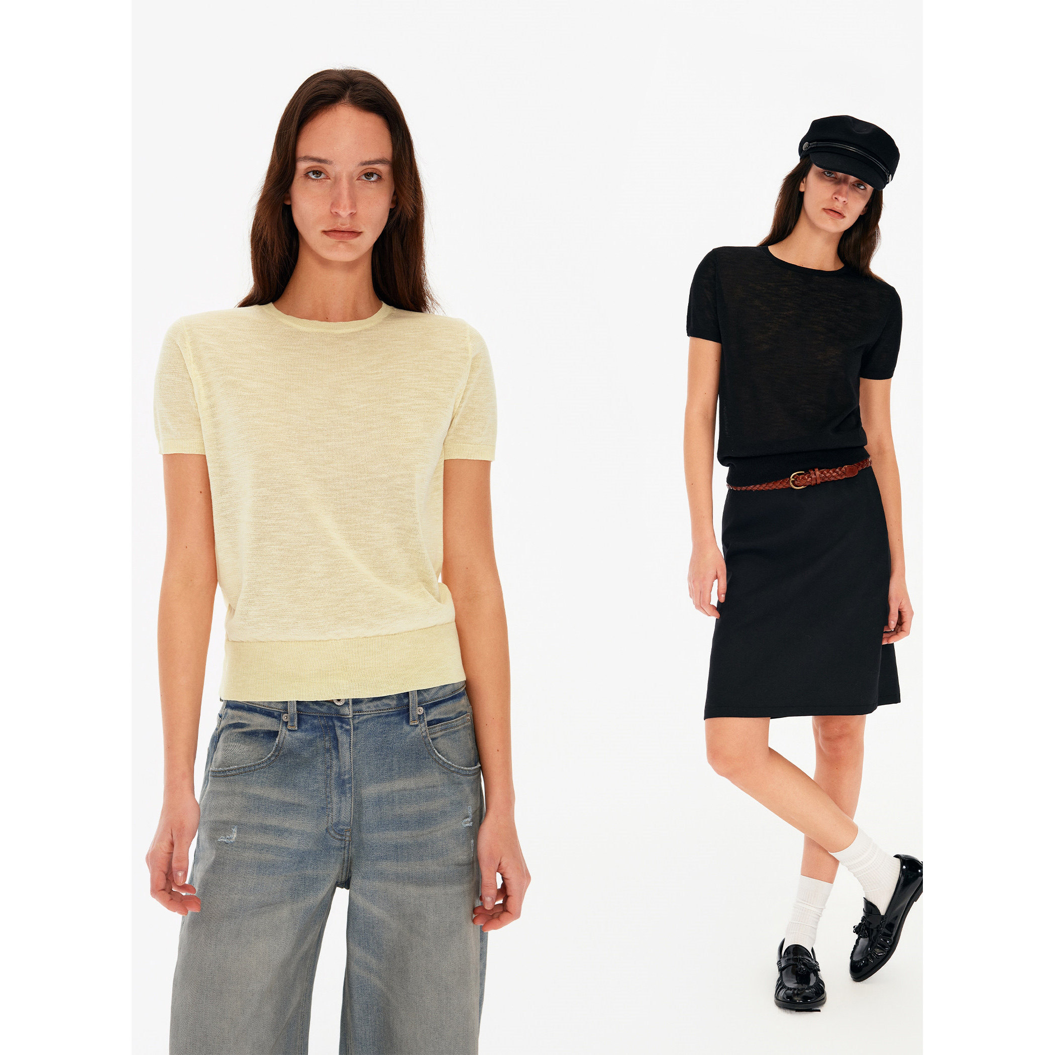 法式复古肌理感短袖针织T恤女夏季高智感休闲宽松透气短款上衣薄