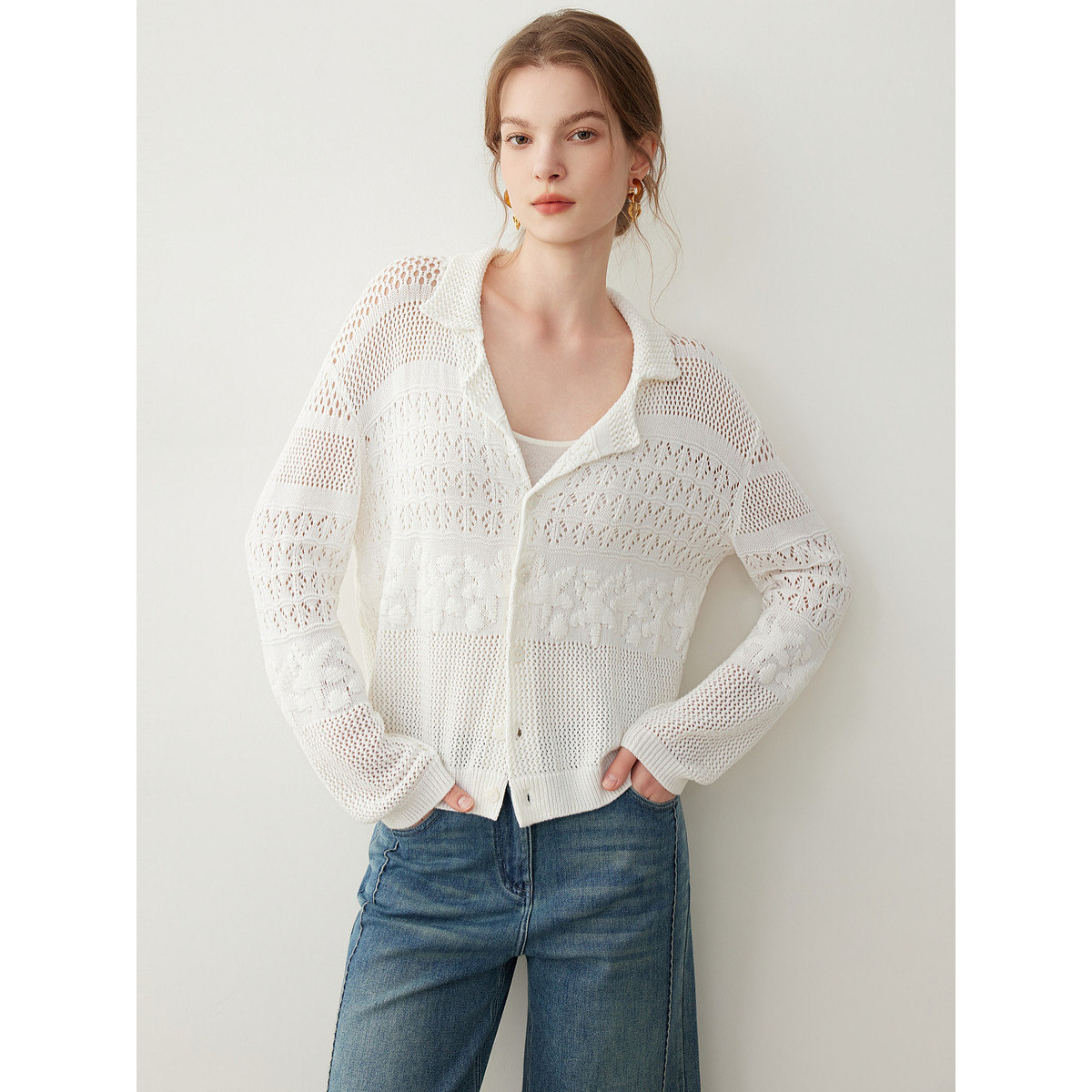 法式镂空设计提花冰丝针织开衫女夏季薄款松弛感休闲宽松防晒罩衫