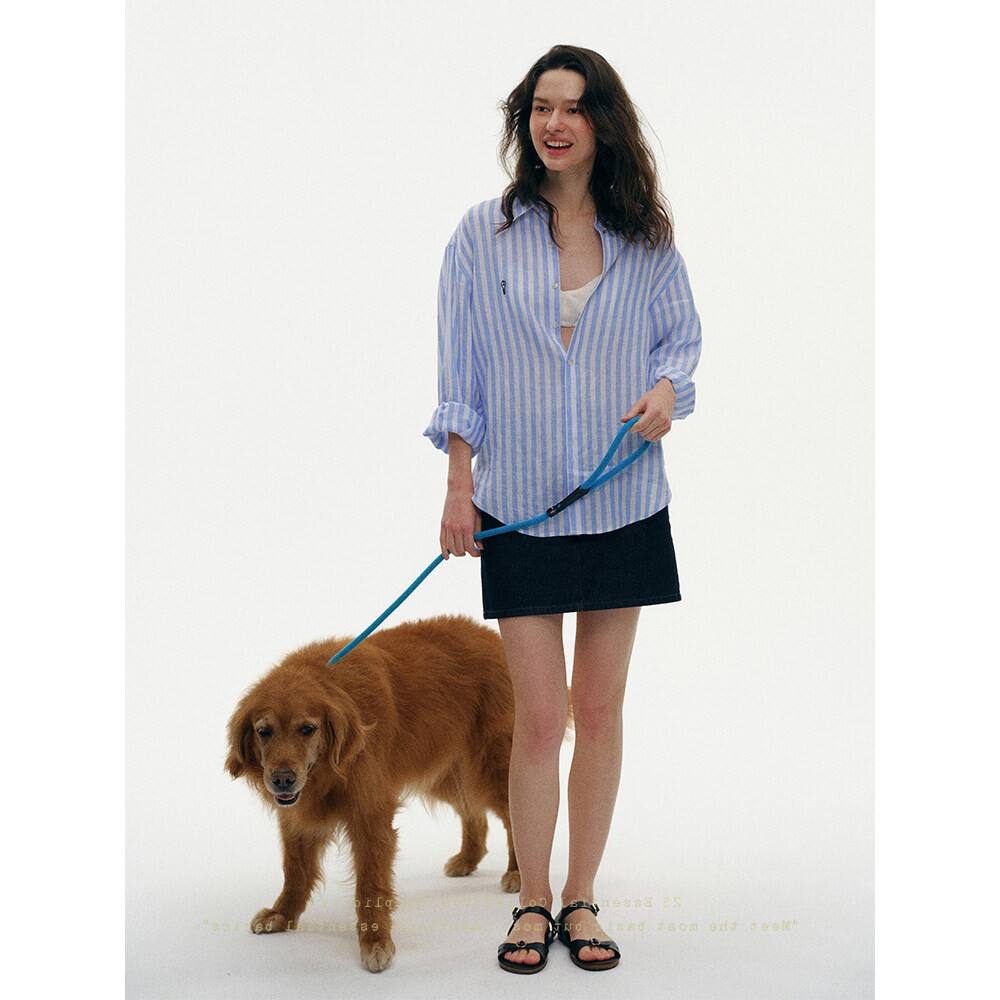 法式亚麻条纹防晒衬衫女夏季老钱风休闲度假衬衣透气宽松长袖上衣