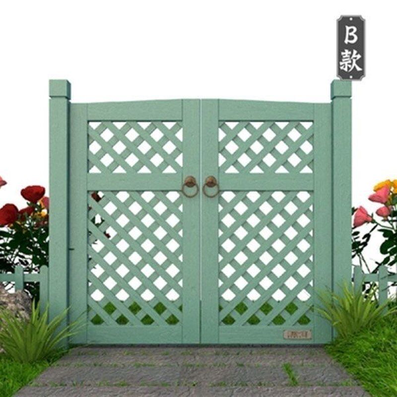 防腐木庭院门栅栏门碳化木门田园双开门农家小院造型门花园木栅栏