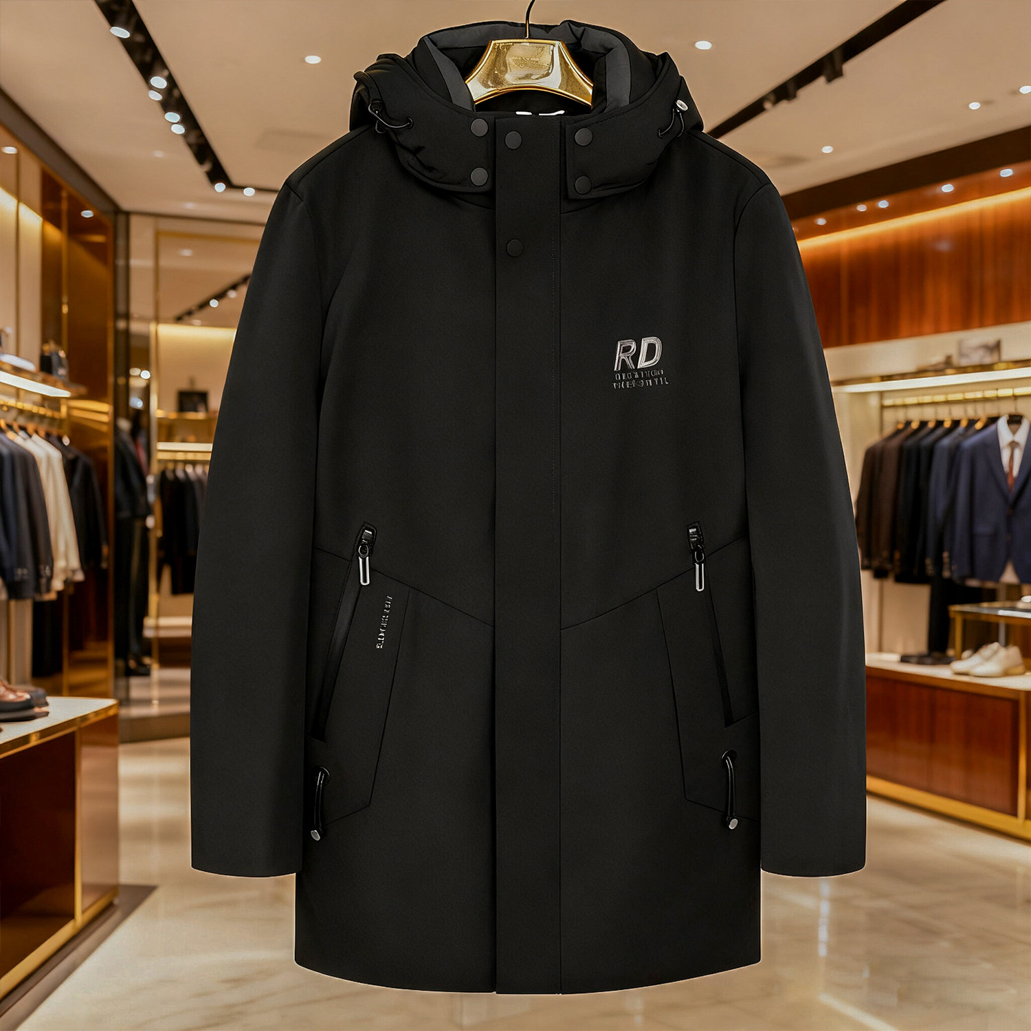 外贸品牌撤柜精品90鹅绒男士三防中长款防寒羽绒服商务休闲外套男