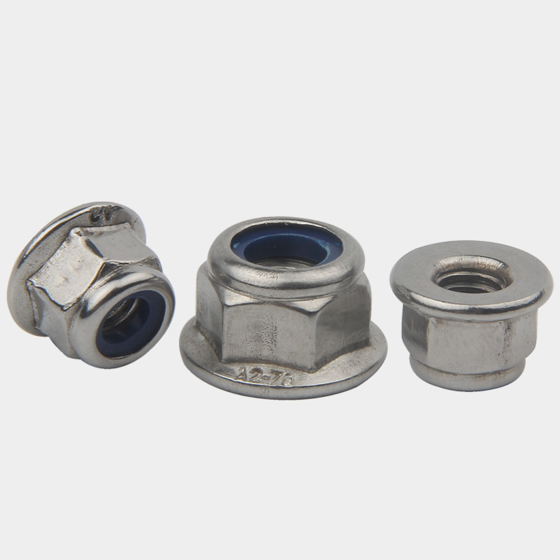 304不锈钢法兰尼龙防松螺母锁紧自锁螺帽防脱尼帽M4M5M6M8M10M12