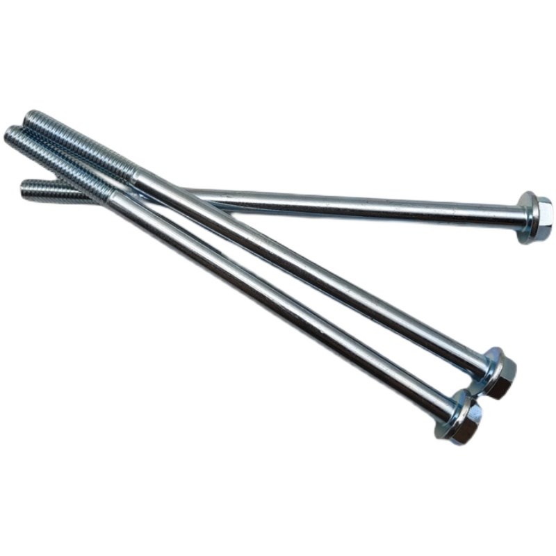 加长法兰面细牙镀锌外六角螺栓超长自带垫螺丝E杆M10M12*1.25*~30